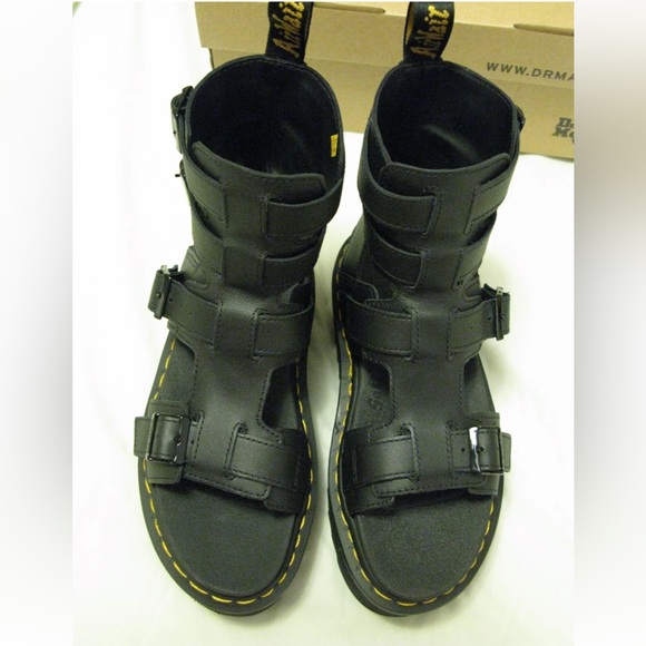 Dr. Doc Martens 'Giavanna' Platform Sandals Black Leather US Sz 6 Authentic NIB - Picture 4 of 6